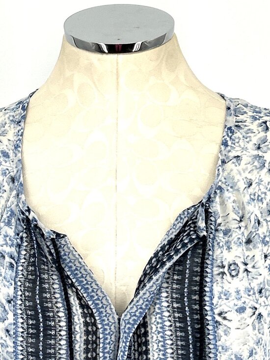 Lucky Brand Top Sz S Bohemian Print Floral Peasant Tunic Top Shirt Sheer - Picture 2 of 6